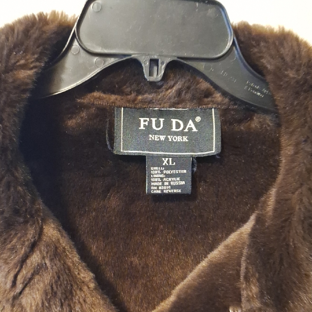 FU DA Women's Brown Faux Fur Coat
